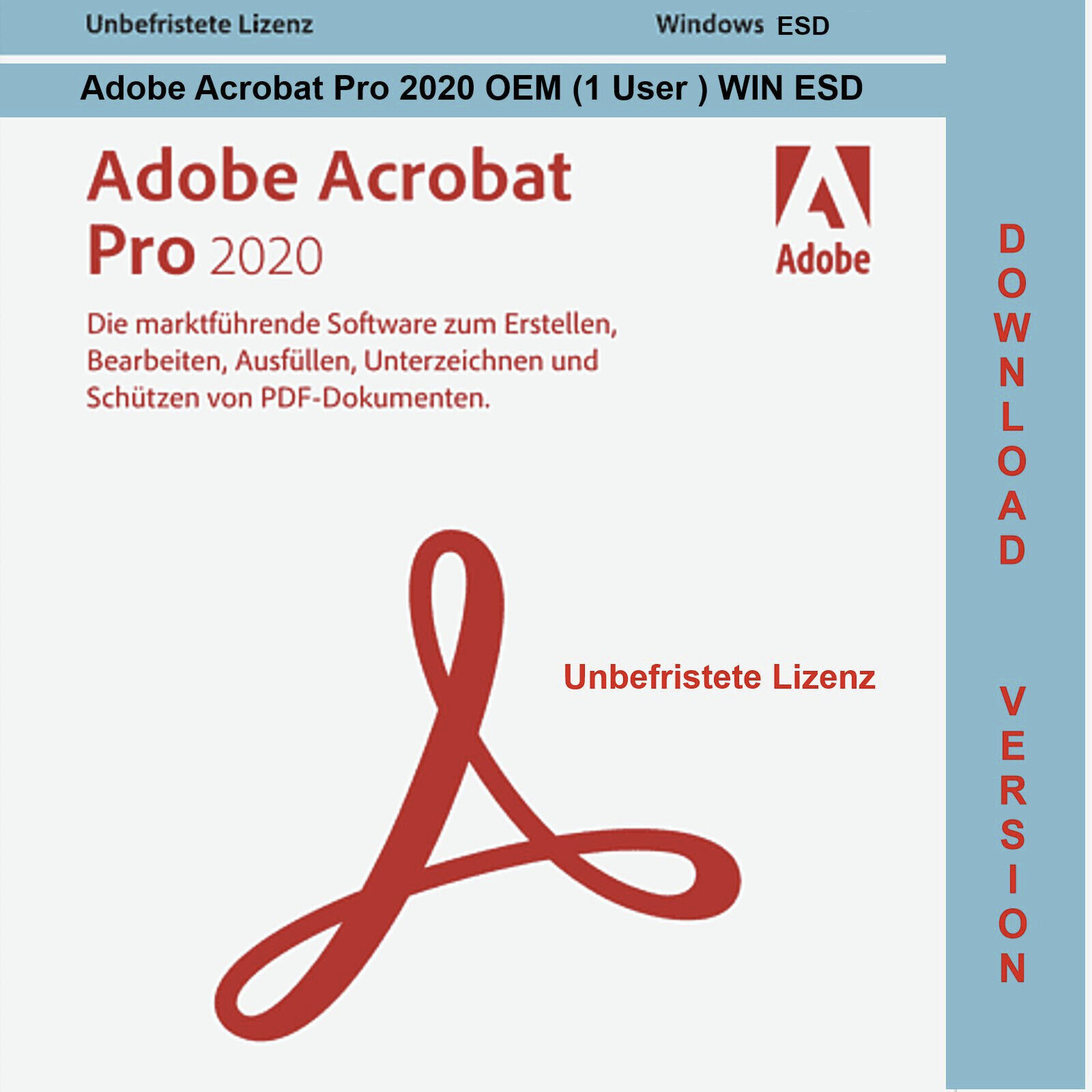 Adobe Acrobat PRO 2020 Dauerlizenz, für Windows, Multilingual, ESD Vollversion