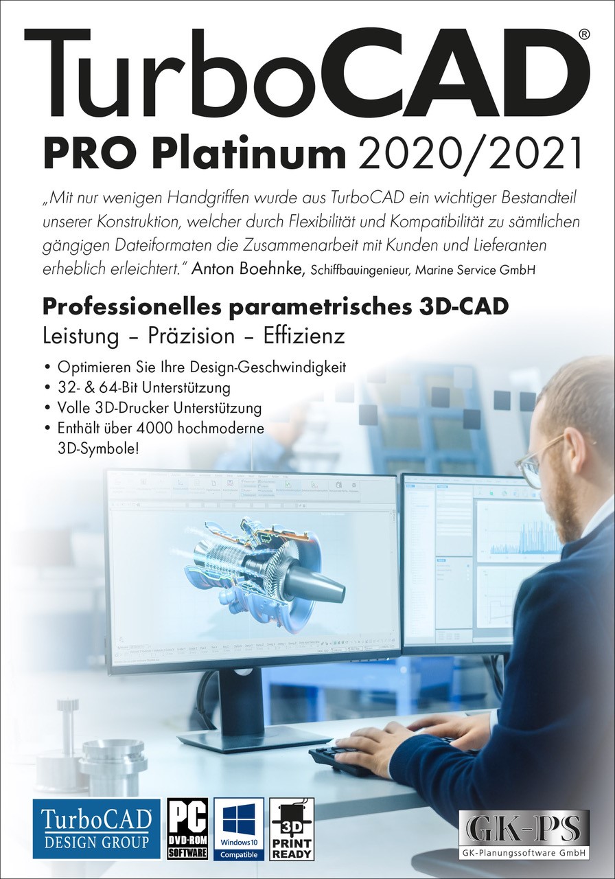 TurboCAD Pro Platinum 2020/2021 Dauerlizenz, Deutsch, ESD, Download + Key