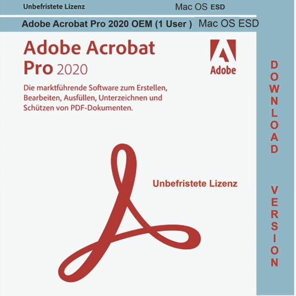 Adobe Acrobat PRO 2020 Dauerlizenz, ESD, Vollversion, Mac, Multilingual
